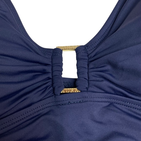 Lauren Ralph Lauren Shirred Ring-Front One-Piece Dark Navy Size 6 New - Picture 3 of 8